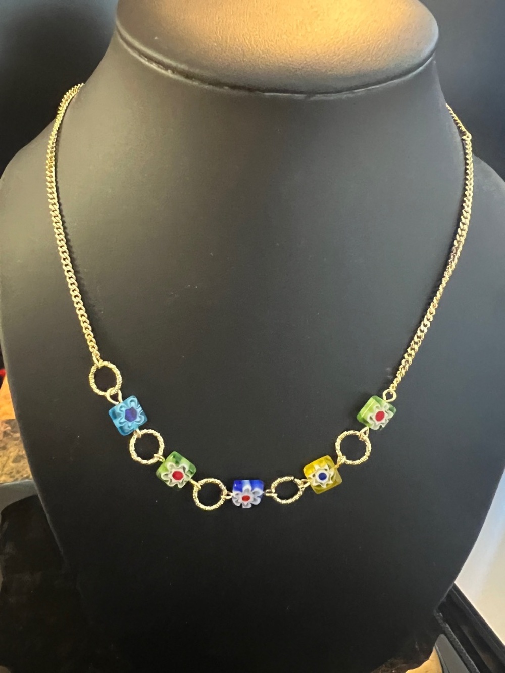 Beautiful Multi-Colored Necklace with Gold Chain NWT - Picture 2 of 5